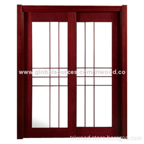 Exquisite Interior Laminated Wood Sliding Door, Timber Frame with Environment-friendly Paint